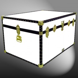 01-216 WL WHITE LEATHERETTE Super Jumbo Storage Trunk with ABS Trim