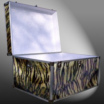 01-227 TIE FAUX TIGER Super Jumbo Storage Trunk with Alloy Trim