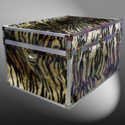 01-227 TIE FAUX TIGER Super Jumbo Storage Trunk with Alloy Trim