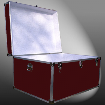 02-138 RE MAROON Jumbo Storage Trunk with Alloy Trim