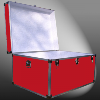 01-147 RE RED Super Jumbo Storage Trunk with Alloy Trim