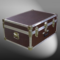 10-171 BLE BROWN LEATHERETTE 27 Cabin Storage Trunk with Alloy Trim