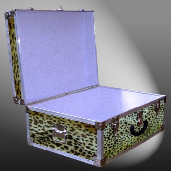 10-179 CHE FAUX CHEETAH 27 Cabin Storage Trunk with Alloy Trim