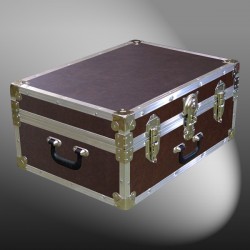 11-161 BLE BROWN LEATHERETTE 24 Storage Trunk Case with Alloy Trim