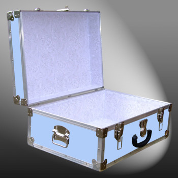 11-144 E SKY BLUE VINYL 24 Storage Trunk Case with Alloy Trim