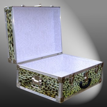 11-169 CHE FAUX CHEETAH 24 Storage Trunk Case with Alloy Trim