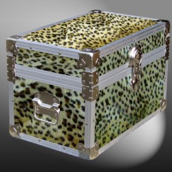 12-103 CHE FAUX CHEETAH Tuck Box Storage Trunk with Alloy Trim