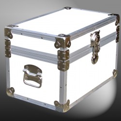 12-097 WLE WHITE LEATHERETTE Tuck Box Storage Trunk with Alloy Trim