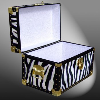 12-100 ZEB FAUX ZEBRA Tuck Box Storage Trunk with ABS Trim