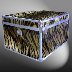 02-217 TIE FAUX TIGER Jumbo Storage Trunk with Alloy Trim
