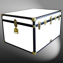 02-206 WL WHITE LEATHERETTE Jumbo Storage Trunk with ABS Trim