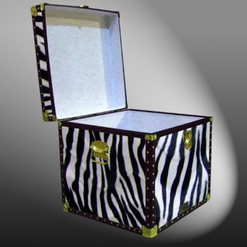 20-184 ZEB FAUX ZEBRA Cube Storage Trunk with ABS Trim