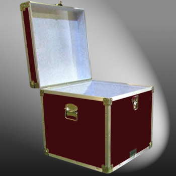 20-097 RE MAROON Cube Storage Trunk with Alloy Trim