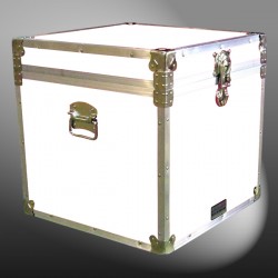 20-178 WLE WHITE LEATHERETTE Cube Storage Trunk with Alloy Trim