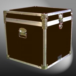 20-176 BLE BROWN LEATHERETTE Cube Storage Trunk with Alloy Trim