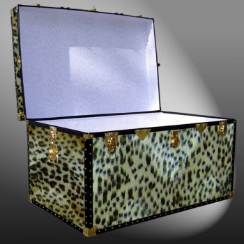 03-210 CH FAUX CHEETAH King Storage Trunk with ABS Trim