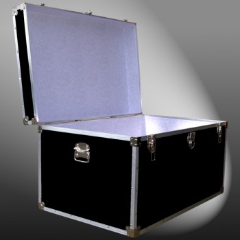 03-125 RE BLACK King Storage Trunk with Alloy Trim