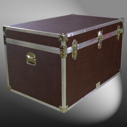03-203 BLE BROWN LEATHERETTE King Storage Trunk with Alloy Trim