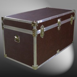 04-191 BLE BROWN LEATHERETTE 38 Deep Storage Trunk with Alloy Trim