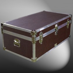 06-179 BLE BROWN LEATHERETTE 36 Cabin Storage Trunk with Alloy Trim