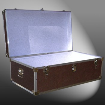 06-179 BLE BROWN LEATHERETTE 36 Cabin Storage Trunk with Alloy Trim