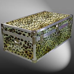 06-187 CHE FAUX CHEETAH 36 Cabin Storage Trunk with Alloy Trim