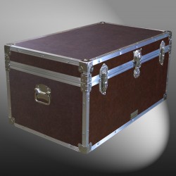 07-178 BLE BROWN LEATHERETTE 33 Deep Storage Trunk with Alloy Trim