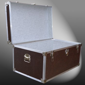 07-178 BLE BROWN LEATHERETTE 33 Deep Storage Trunk with Alloy Trim