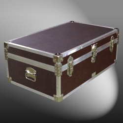 09-172 BLE BROWN LEATHERETTE 30 Cabin Storage Trunk with Alloy Trim