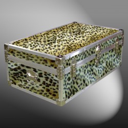 09-180 CHE FAUX CHEETAH 30 Cabin Storage Trunk with Alloy Trim