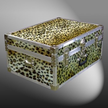10-179 CHE FAUX CHEETAH 27 Cabin Storage Trunk with Alloy Trim