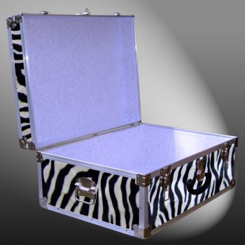10-177 ZEBE FAUX ZEBRA 27 Cabin Storage Trunk with Alloy Trim