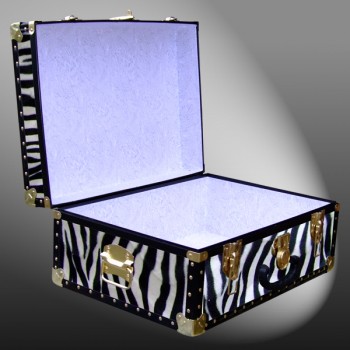 11-166 ZEB FAUX ZEBRA 24 Storage Trunk Case with ABS Trim