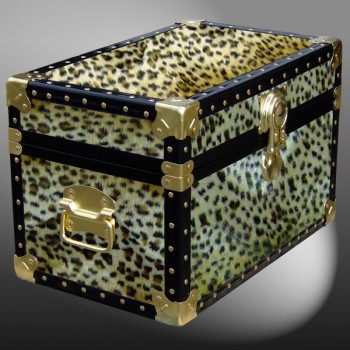 12-102 CH FAUX CHEETAH Tuck Box Storage Trunk with ABS Trim