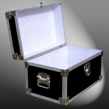 12-061 RE BLACK Tuck Box Storage Trunk with Alloy Trim