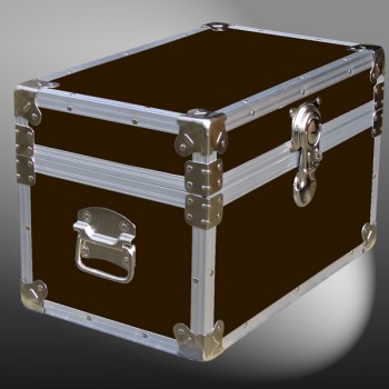12-095 BLE BROWN LEATHERETTE Tuck Box Storage Trunk with Alloy Trim