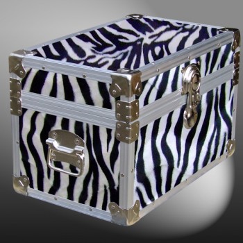 12-101 ZEBE FAUX ZEBRATuck Box Storage Trunk with Alloy Trim