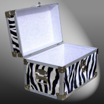 12-101 ZEBE FAUX ZEBRATuck Box Storage Trunk with Alloy Trim