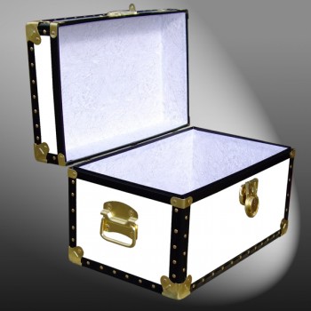 12-096 WL WHITE LEATHERETTE Tuck Box Storage Trunk with ABS Trim