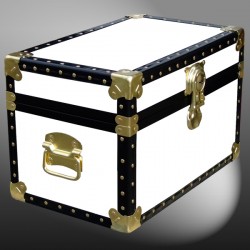 12-096 WL WHITE LEATHERETTE Tuck Box Storage Trunk with ABS Trim