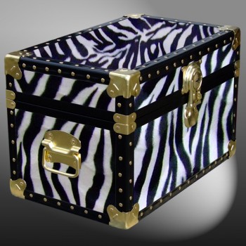 12-100 ZEB FAUX ZEBRA Tuck Box Storage Trunk with ABS Trim