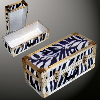 16-084 ZEBE FAUX ZEBRA Single 100 Storage Trunk with Alloy Trim