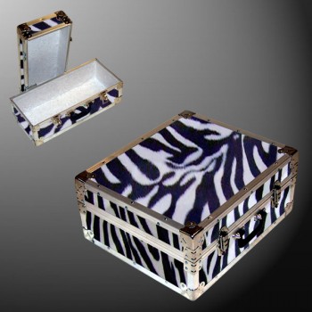 17-115 ZEBE FAUX ZEBRA Single 200 Storage Trunk with Alloy Trim