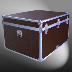 02-205 BLE BROWN LEATHERETTE Jumbo Storage Trunk with Alloy Trim