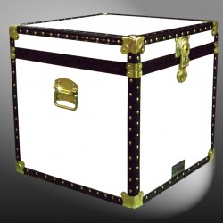 20-177 WL WHITE LEATHERETTE Cube Storage Trunk with ABS Trim