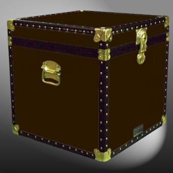 20-175 BL BROWN LEATHERETTE Cube Storage Trunk with ABS Trim