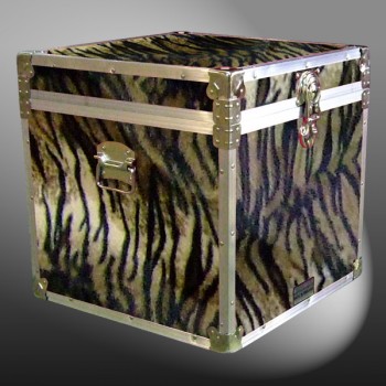 20-191 TIE FAUX TIGER Cube Storage Trunk with Alloy Trim