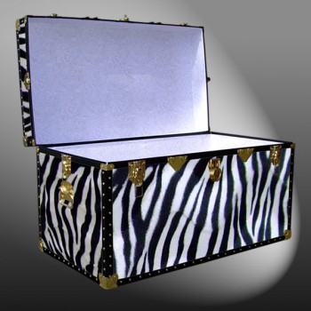 04-196 ZEB FAUX ZEBRA 38 Deep Storage Trunk with ABS Trim