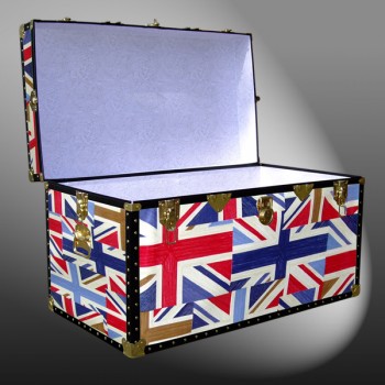 05-187 OCUJ OIL CLOTH UNION JACK 36 Deep Storage Trunk with ABS Trim