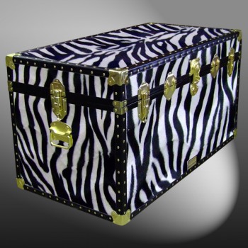 04-196 ZEB FAUX ZEBRA 38 Deep Storage Trunk with ABS Trim